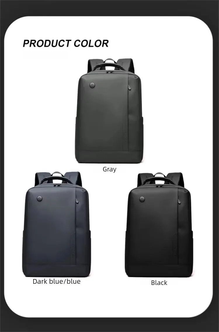 Business Water-Resistant Backpack for Men 14inch Laptop Bag Large Capacity Multi-Compartment Breathable Backpack Student Commuting Travel Bag in Black, Gray, and Blue