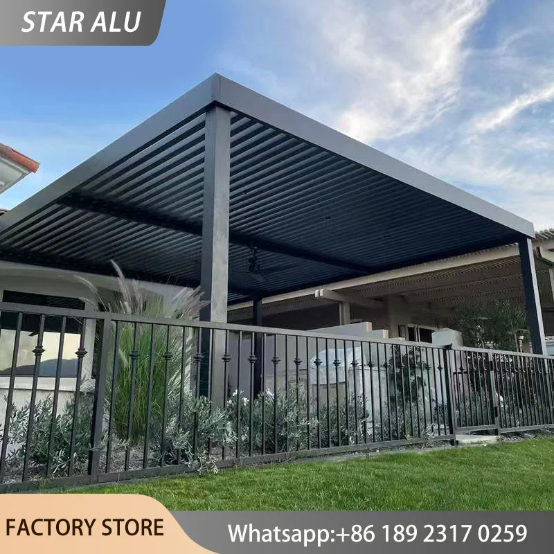 Modern Aluminum Pergola Louvered Roof Heavy Duty Gazebo Outdoor Patio Canopy Shelter Waterproof UV Sunshade Rain Awning Tent
