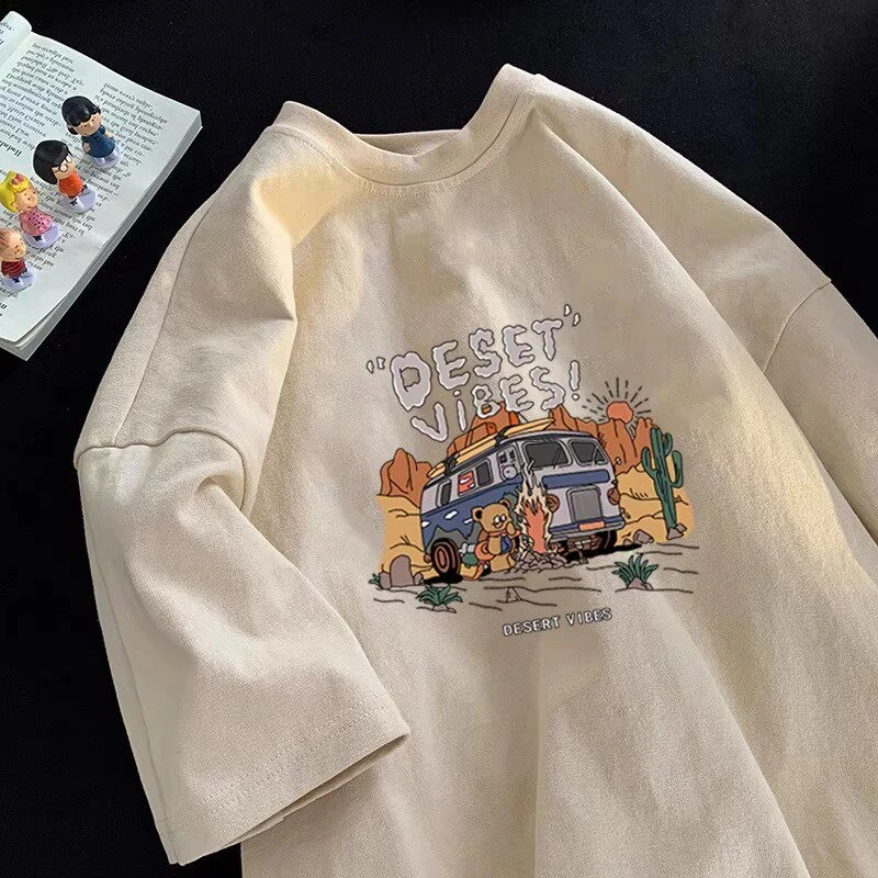 Summer Korean-style Dopamine Print Pure Cotton Short-sleeved T-shirt - Instagram Style, Loose and Versatile Top Moisture Wicking