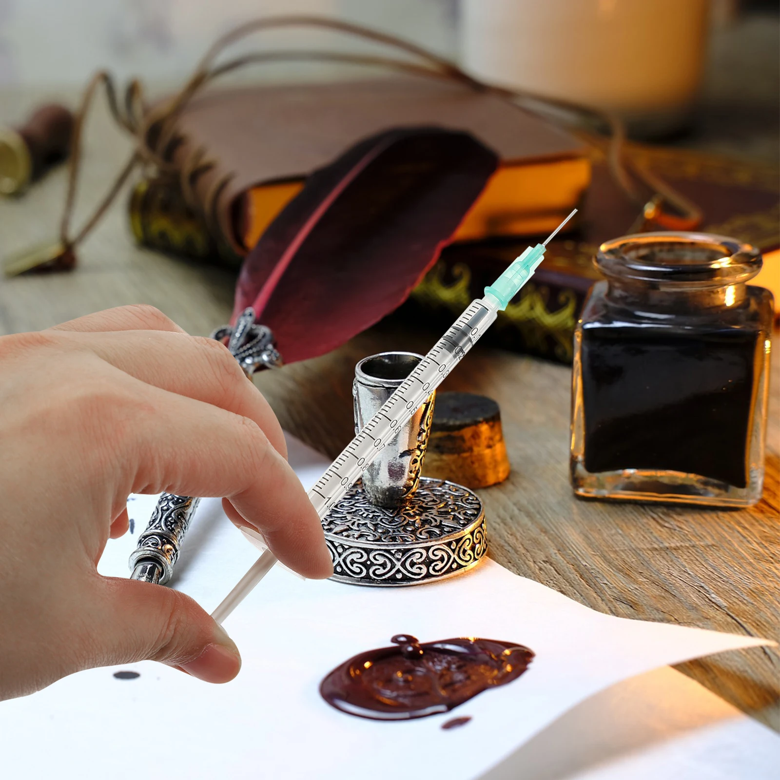 

Fountain Pen Ink Syringe Filler Student Refill Tool Absorber Plastic Device Stationery Accessories Practical Use