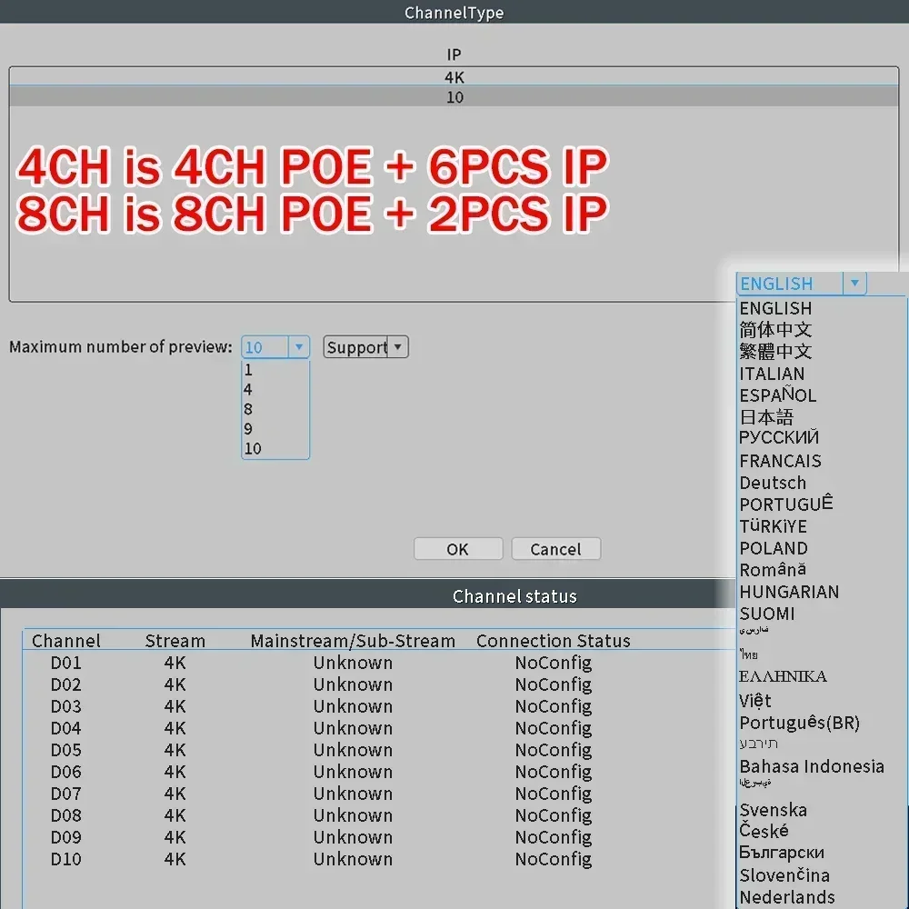 Imagem -04 - Gravador de Vídeo em Rede com Detecção de Rosto Suporte até 10x4k 8ch Poe Nvr 4k 5mp 4mp 2k Câmera ip 1080p Gravação 24 7