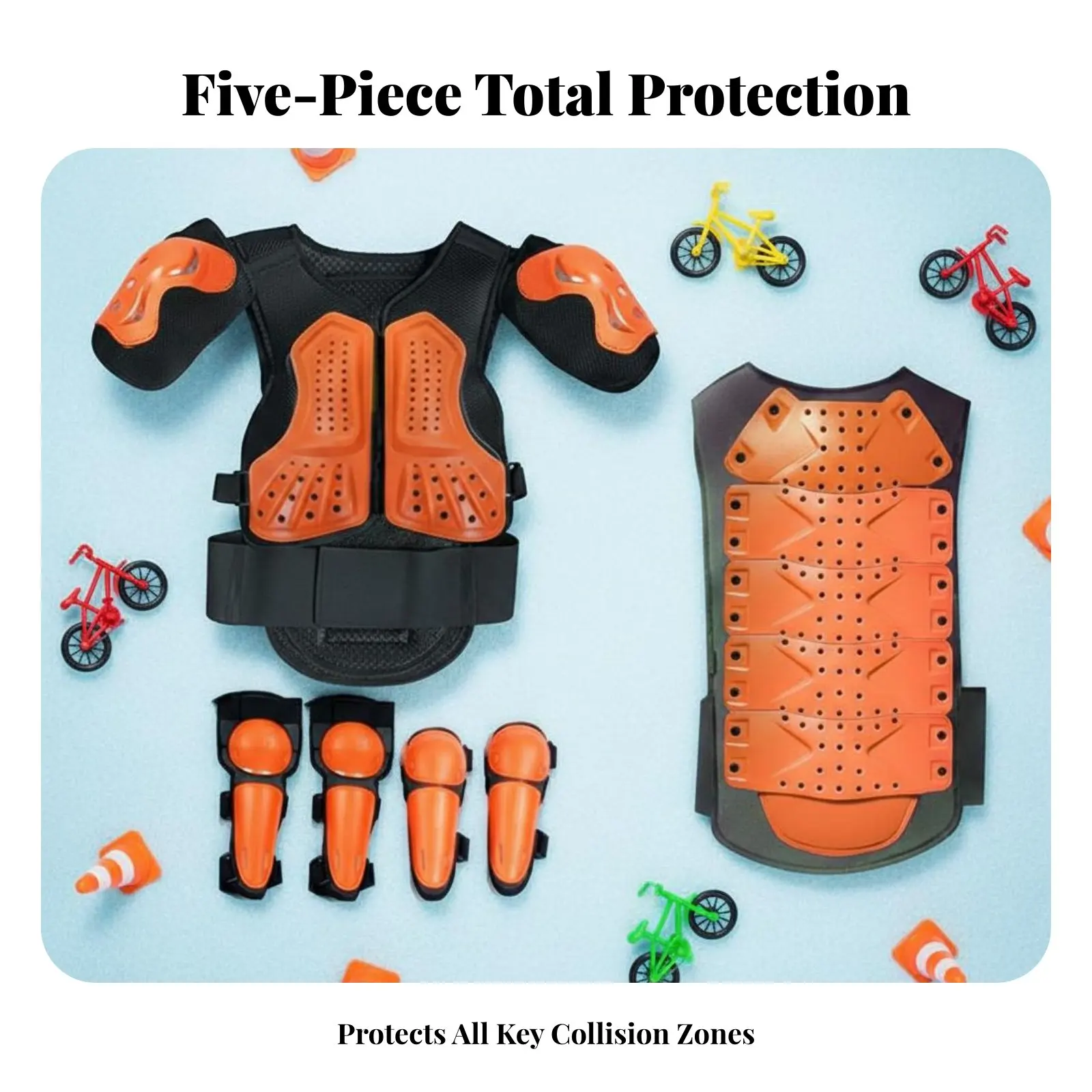 Picture 3: Chest Protector Knee Elbow Guards Suit Shock Resistant Young Motorcycle Kids Safety Riding Jacket Adjustable Fit