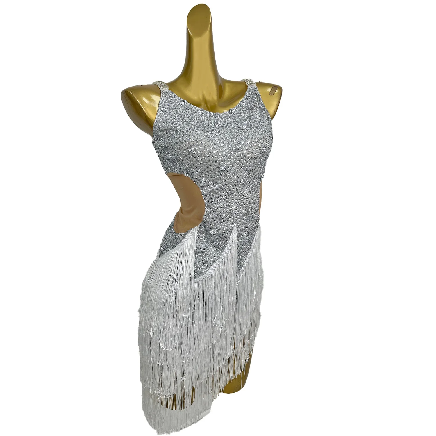 Sexy mouwloze strass kwastje nachtclub feestjurk dames latin dans mini-jurk festival outfit uitgesneden cocktail galajurk