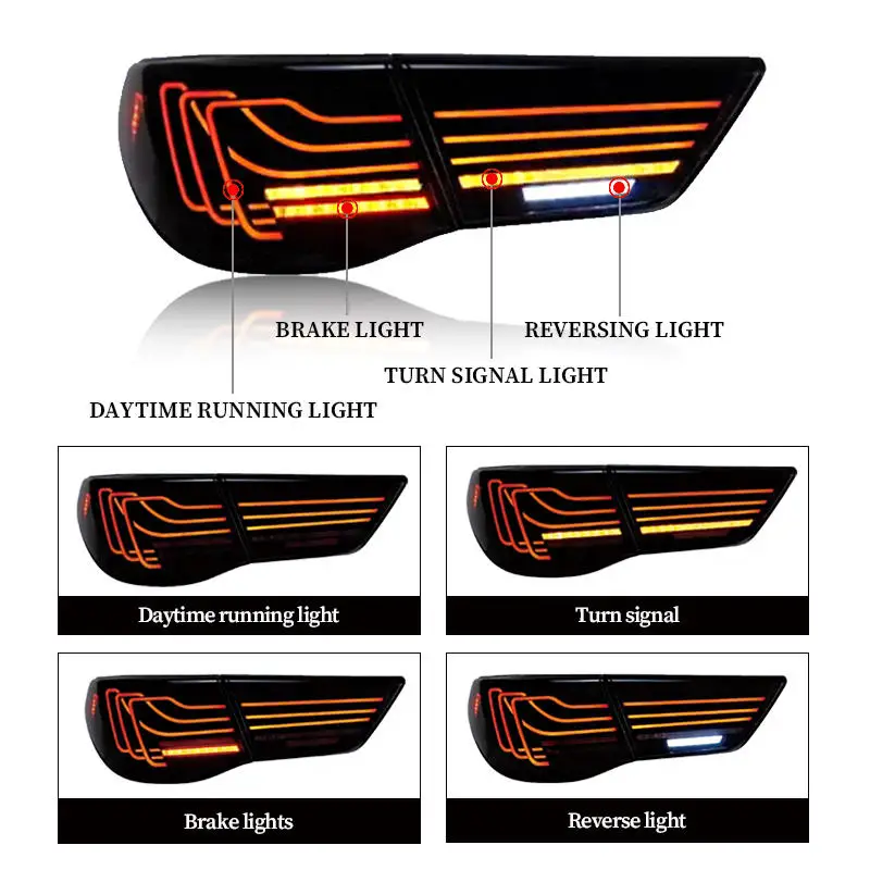 LED RGB Tail Lights for Toyota Reiz Mark X 2010-2012 /2013-2017 with Startup Rear Lamp Brake Turn Signal Light