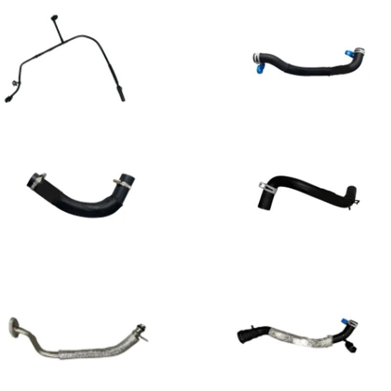 Engine cooler discharge hose, thermostat water pipe, fuel tank filler hose, turbocharger oil return pipe, heater outlet hose, ra