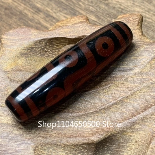 Tibetan ethnic style bright red and black mirror nine-eye dzi bead pendant pendant, natural agate necklace pendant.