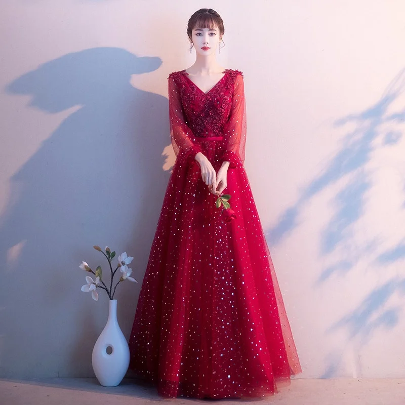 

Elegant Red Evening Gown Women's New 2025 Party Wedding Dress mid Waist Other Fabric Bridal Gown Perfect for Everyday Wear