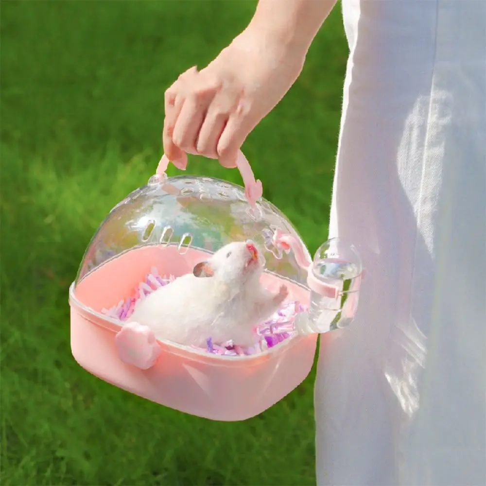 Transparent Pet Carriers Cage Breathable Escape-Proof Hamster Cage Ventilated with Water Bottle Travel Pet Cage Outdoor
