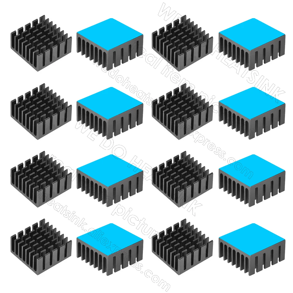 Imagem -05 - Nós Fazemos Dissipador de Alumínio Anodizado com Fenda Térmica Radiador ic Almofadas de Transferência Adesivas Térmicas Preto 20x20x10 mm 100 Pcs