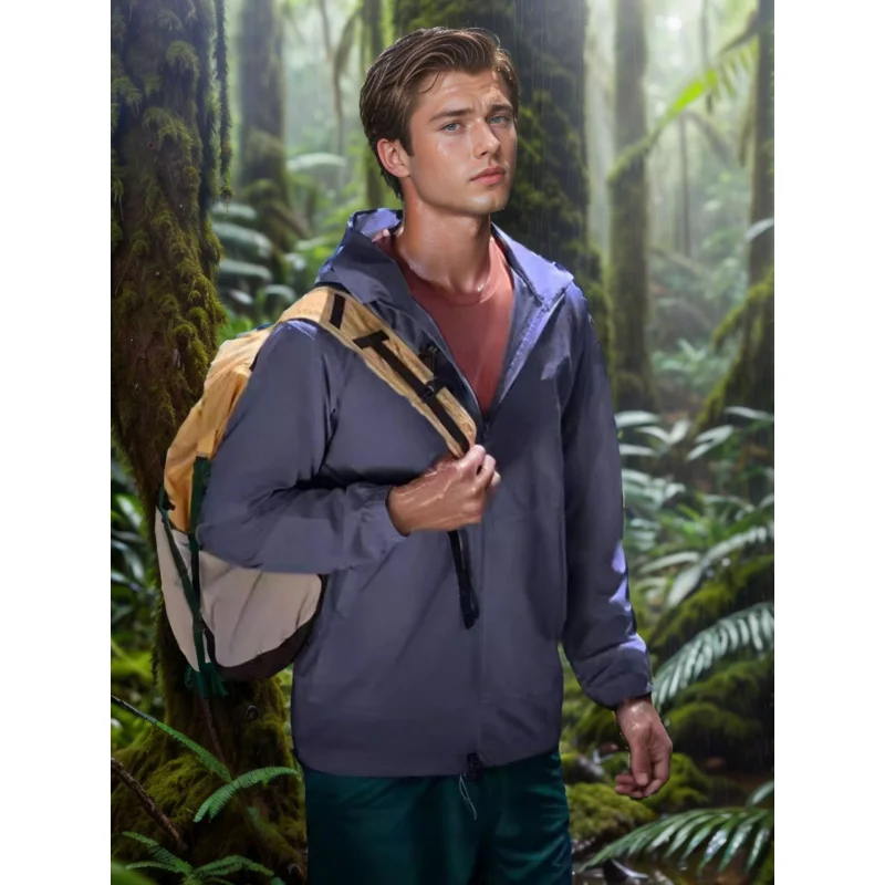 2024Summer Solid Color Hooded Jacket Men's Sports Sun Protection Clothing Casual Jacket Coat