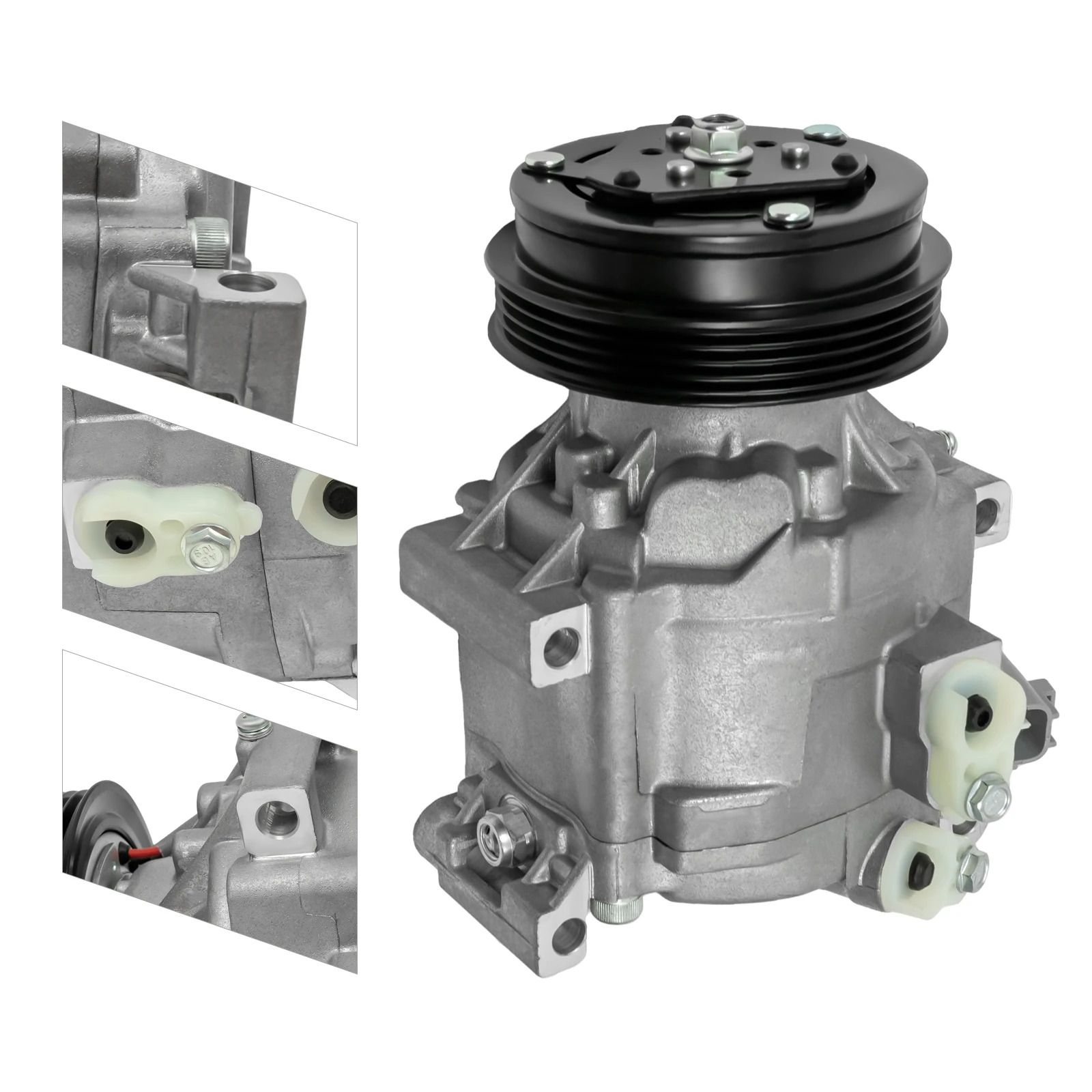 Compressore per climatizzazione per auto Leggero, silenzioso, a risparmio energetico, ad alta efficienza, argento, alluminio, ferro, rame lucido