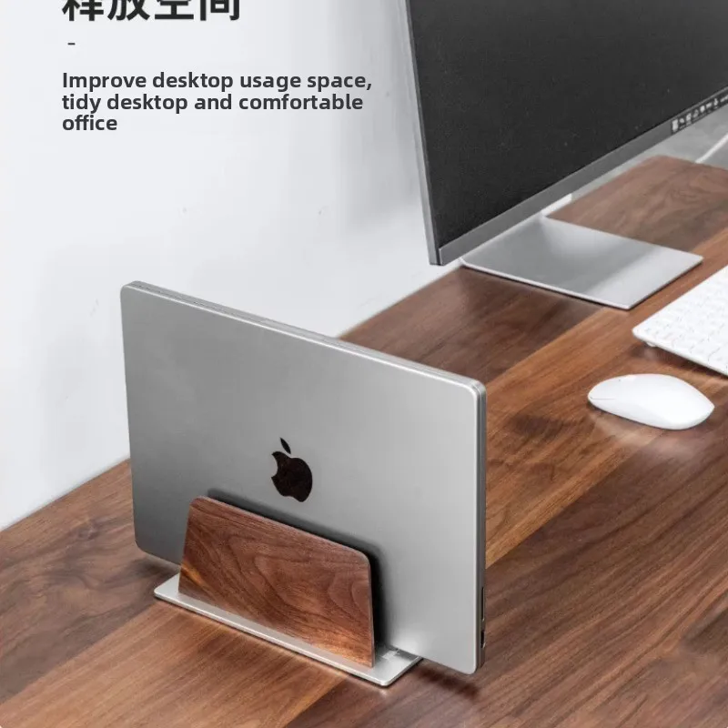 Wooden Vertical Laptop Stand MacBook Pro Dock Holder for Desktop Space Saving Notebook Riser Multi-Device Vertical Notebook Base