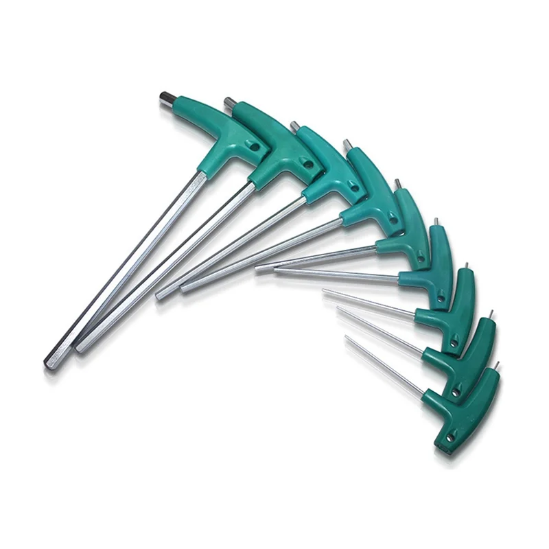 

A67P-9PCS Kit Hardware Hexagon Socket T Screw Nut Wrench T Handle With Storage Bag Forging Tool