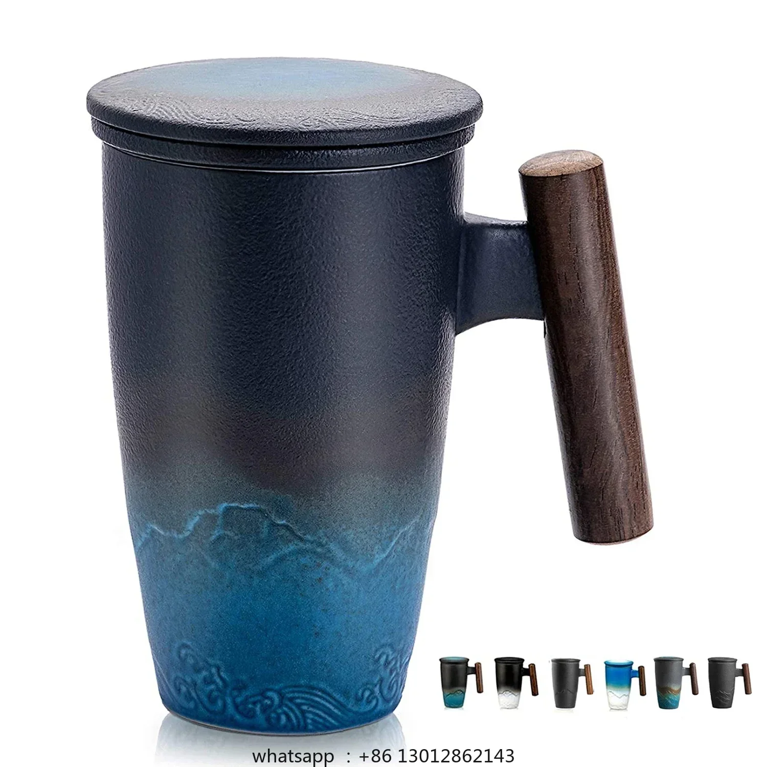 

Ceramic Tea Cup Vintage Luxury Thermal Mug with Infuser Lid Coffee Mugs Beer Drinkware Wooden Handle 400ML Personalized Gifts