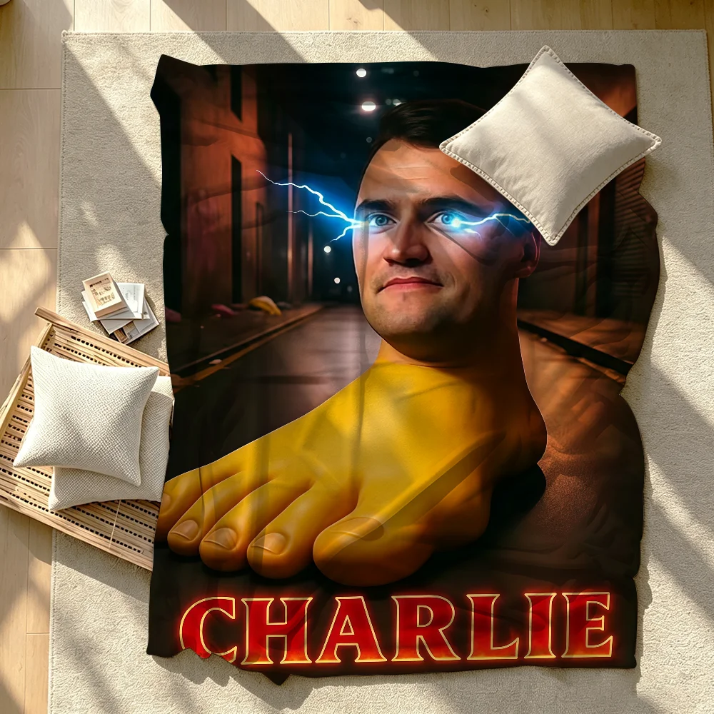 Funny C-charlie Kirk Interesting Blanket Soft Warm And Thick Perfect For Bedroom Living Room Bed Sofa Camping Picnic Office Gift