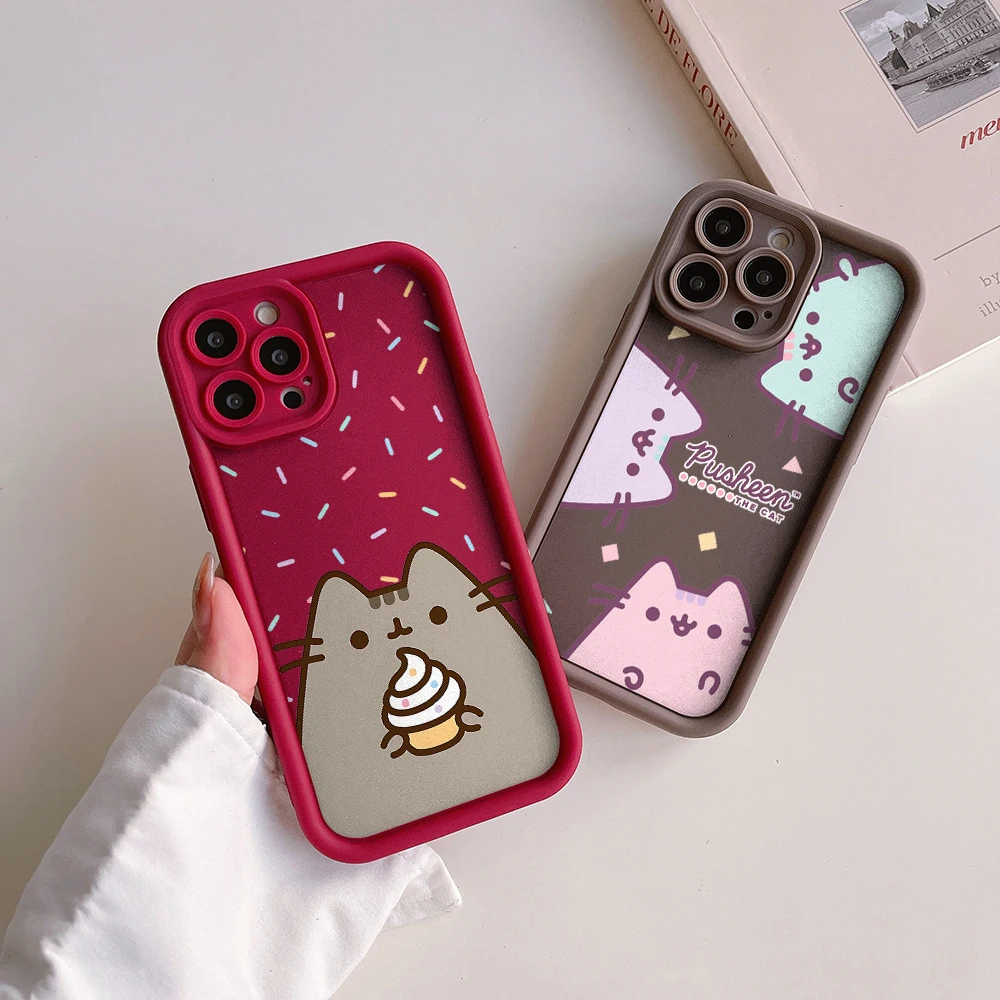 Cute Cartoon Cat P-Pusheens Phone Case for IPhone 16 15 14 13 12 11 Pro Max Mini XR XS X 7 8 Plus Soft TPU Back Cover