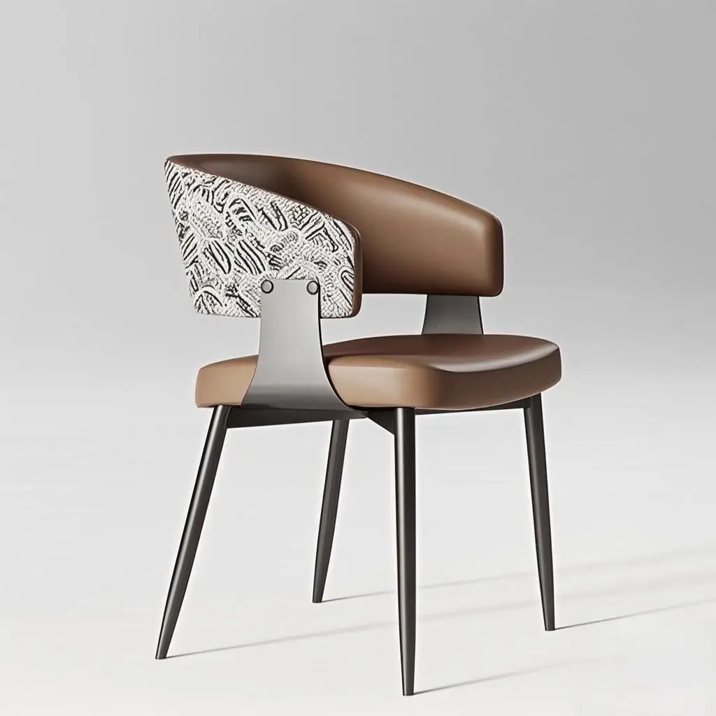 Italian minimalist dining chair black light luxury modern designer backrest high-end hotel home island armchair