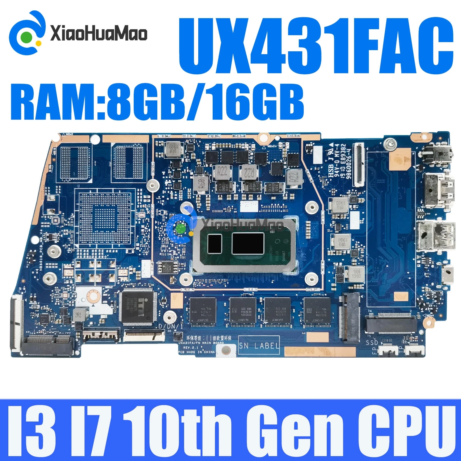 

Материнская плата UX431FAC i3/i7-10-го ЦПУ 8 ГБ/16 ГБ ОЗУ для ноутбука ASUS X431FA X431FN UX431FA UX431FN UX431FAC UX431FL UX431FLC, материнская плата