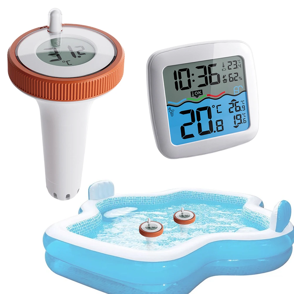

Digital Thermometer with Clock Wireless Floating Thermometers BT Connection Pool Water Thermometer for Fishing Pond Aquariums