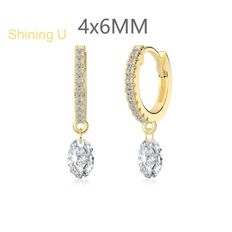 

Shining U S925 Silver 5*7mm Oval Pear High Carbon Daimond Gems Drop Earrings for Women Fine Jewelry Engagement