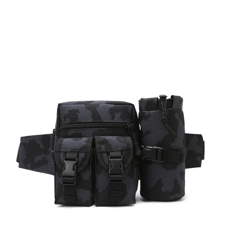 Fishing Tackle Waist Bag with Bottle Holder Multifunctional Tactical Camo Crossbody Chest Pack for Hiking Outdoor Lure Fishing