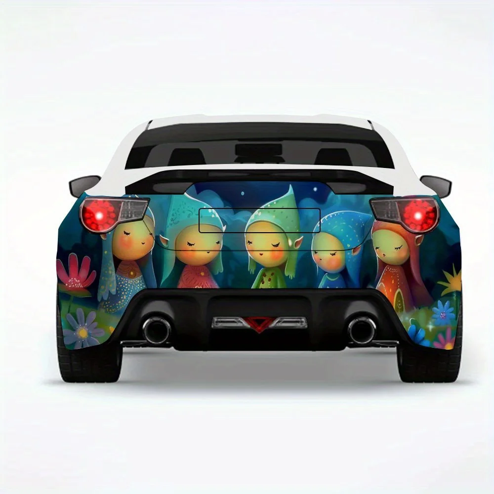 

Cute Elves At Night Car StickerVinyl Decal for Car Rear, Waterproof Self-Adhesive Vinyl Stickers for Vehicle Tail & Bumper, Deco