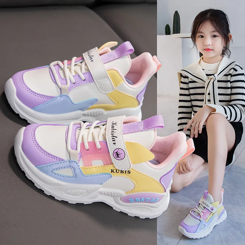 2024 Spring Girls Sneakers School Casual Shoes Kids Soft Lovely Pink Mesh Lightweight Shoes Outwear Breathable Running Shoes