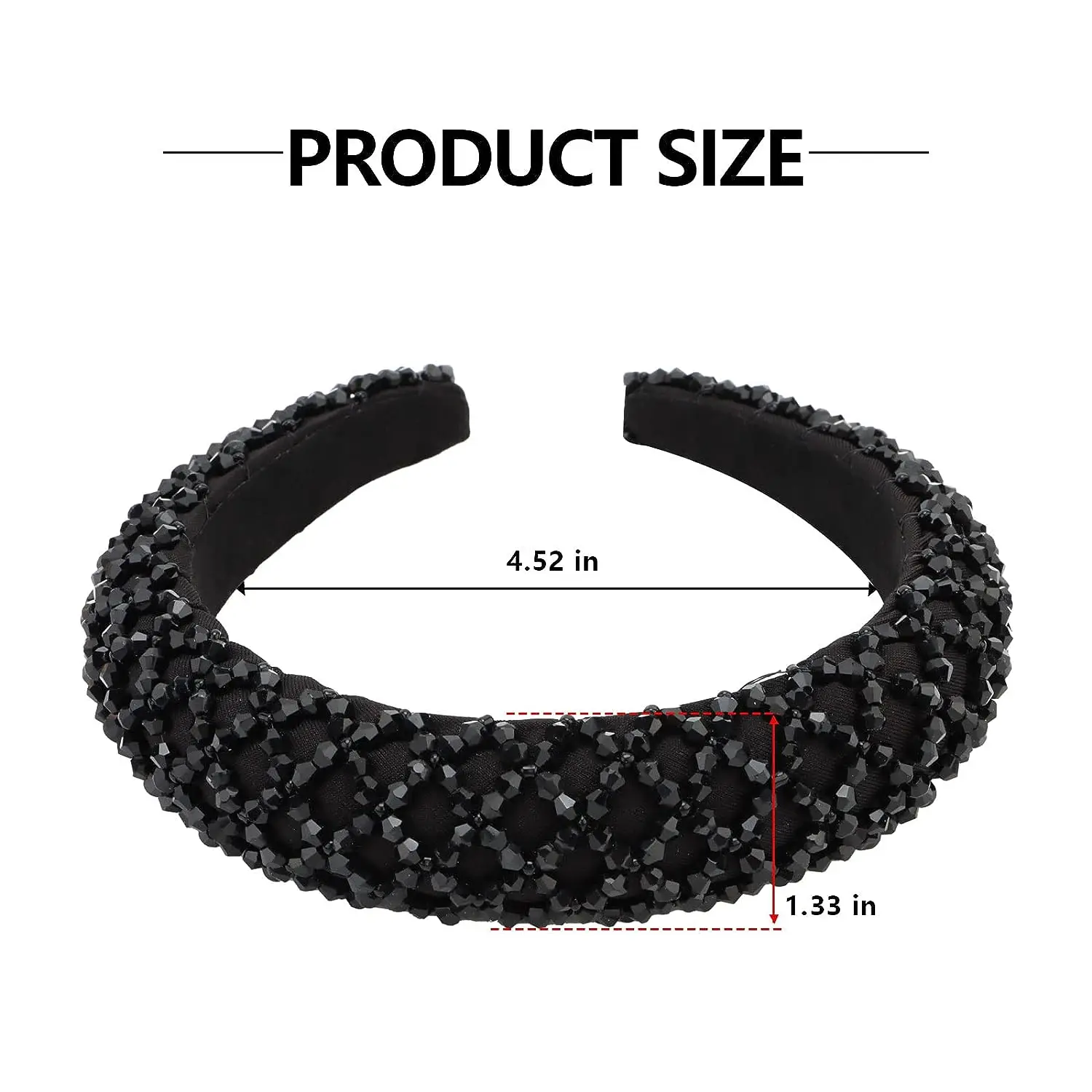 1PC Black Rhinestone Headband for Women Girls Non Slip Head Bands Fashion Jeweled Hairband Sparkly Crystal Headbands