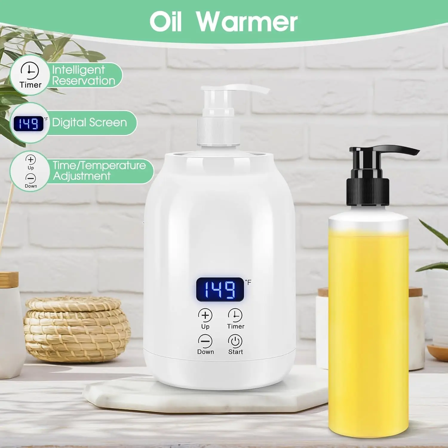 

Масляный обогреватель Электрический обогреватель 30-65 ℃ Нагреватель бутылок с массажным маслом и светодиодным экраном для кремового лосьона, для салона спа, домашнего использования