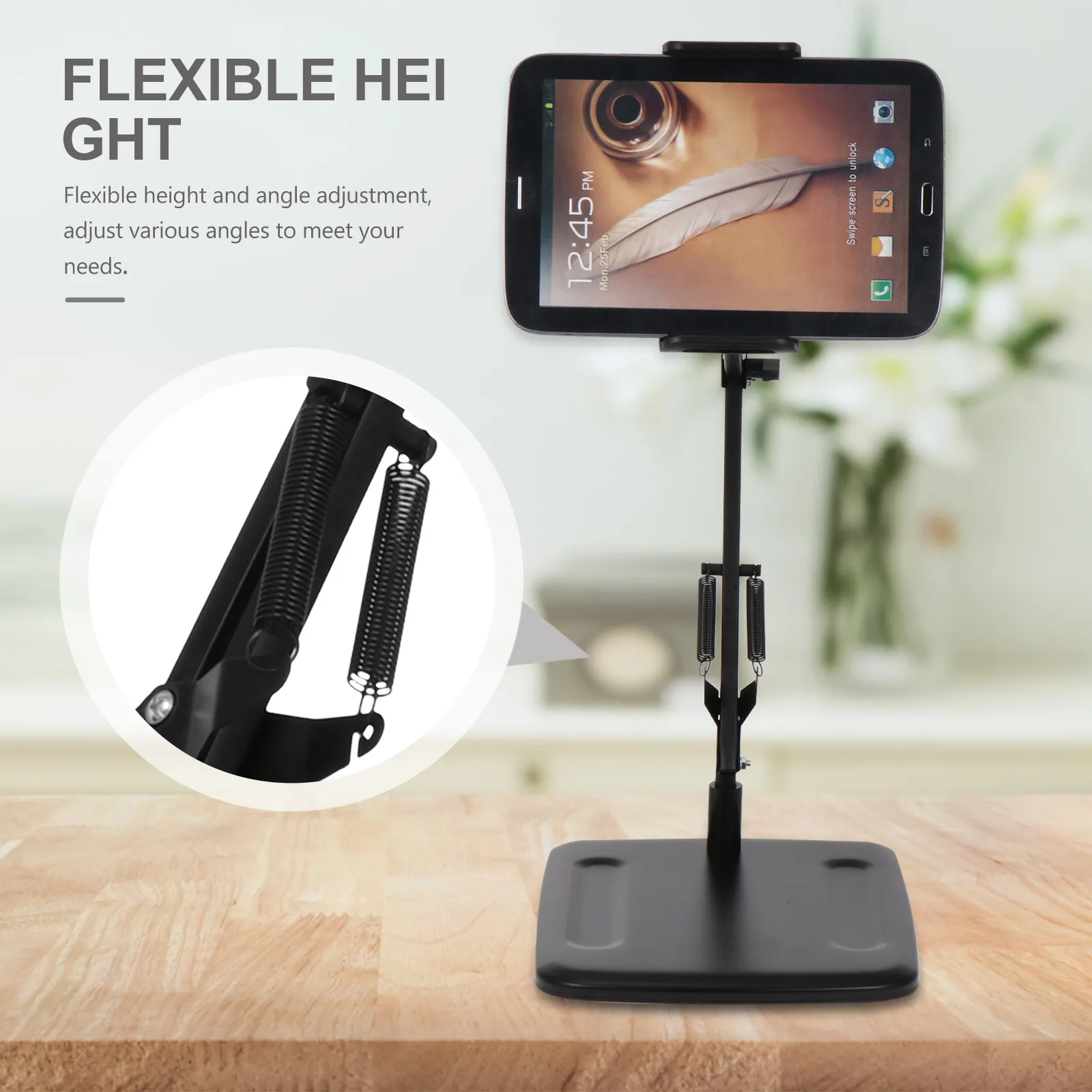 Black Folding Live Streaming Phone Holder Portable Rugged Tablet Stand Adjustable Stable Multipurpose Cellphone Stand for Online
