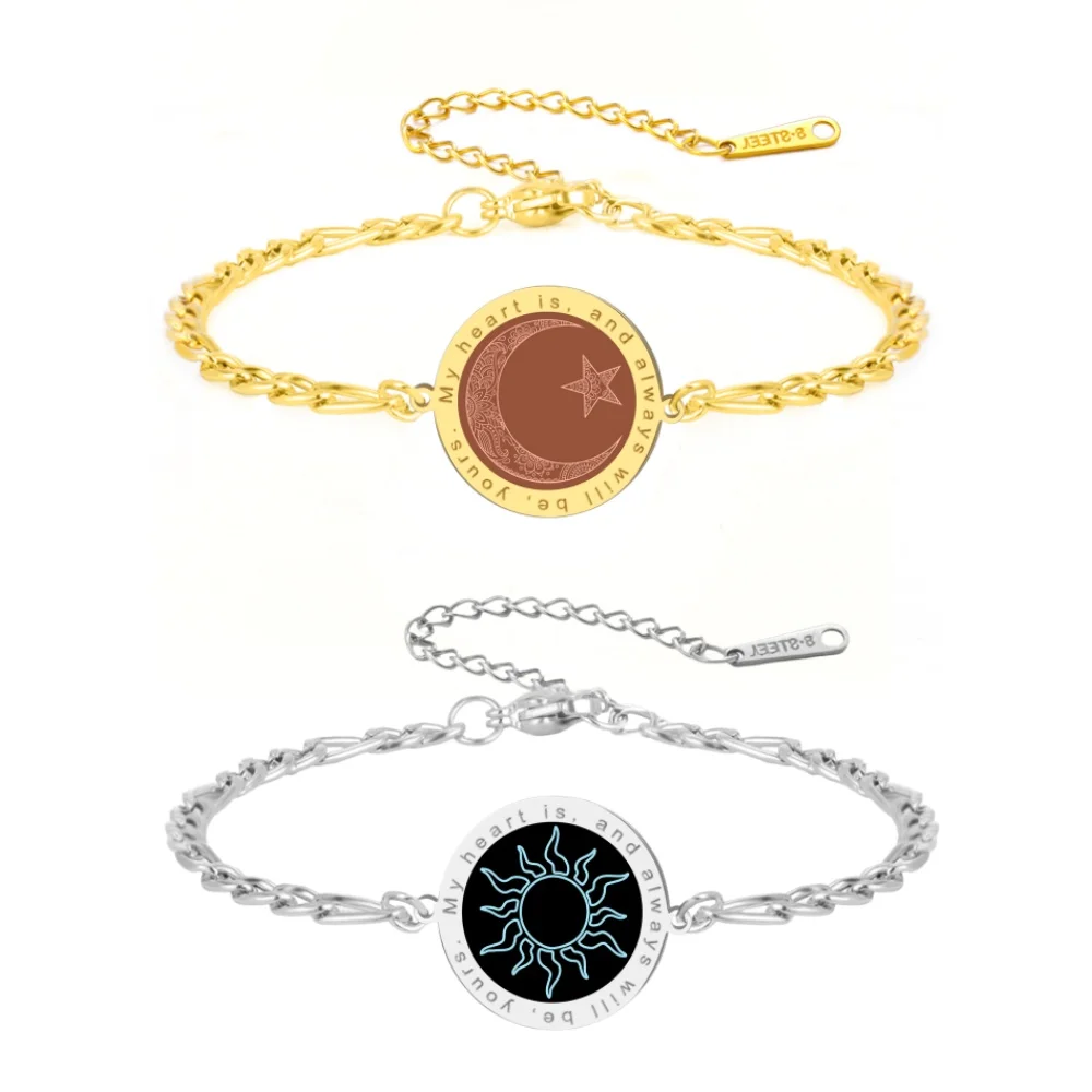 Boucle de main couple soleil lune étoile Un cadeau d’anniversaire emblématique pour une relation amoureuse durable