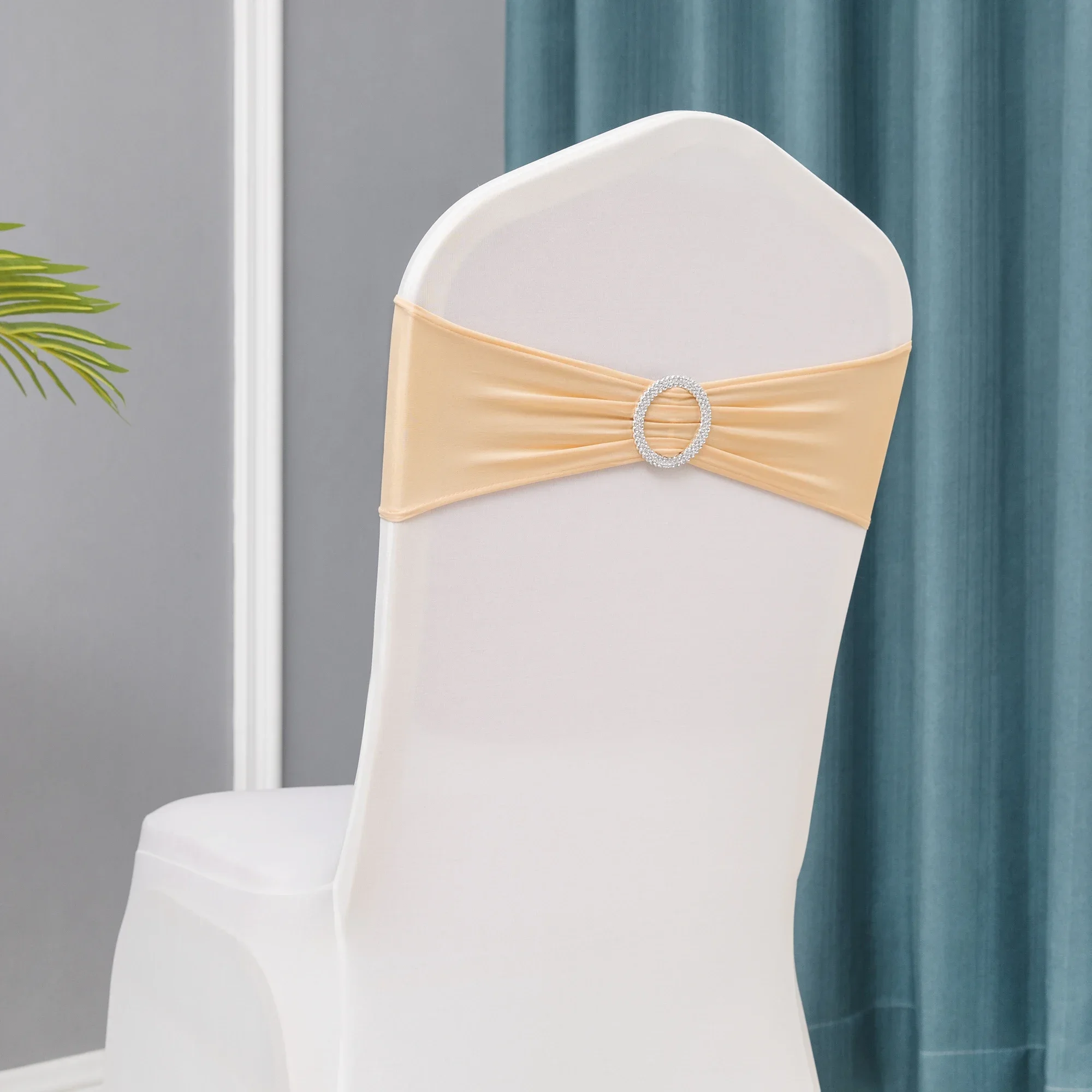 Chair Sashes Bows Wedding Lycra Chair Spandex Bands Stretch With Buckle For Chair Covers Decoration Party Dinner Banquet