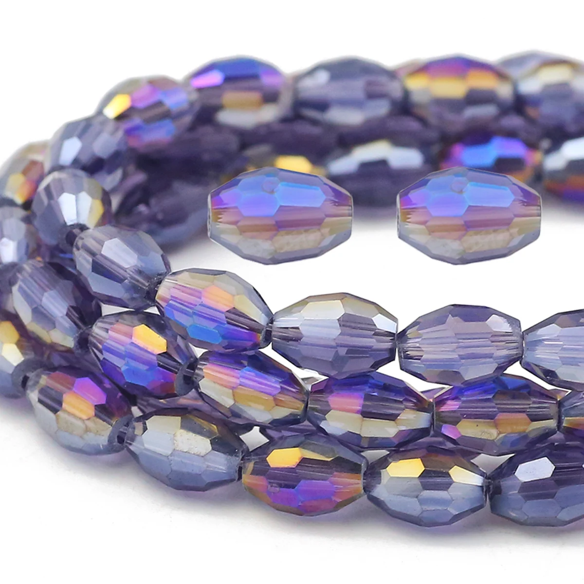 Violet AB color Rice Faceted Austrian Crystal 100-50pcs Oval Spacer Loose Beads for Jewelry Making DIY Bracelet Necklace 4x6/6x8