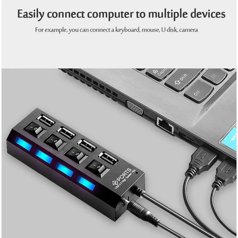 USB 2,0 разветвитель, USB 2,0, 4/7 портов, 30 см