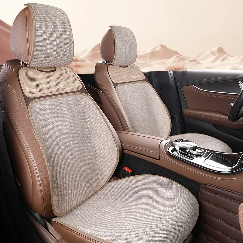 

Льняной чехол на автомобильное сиденье, полный комплект, четырехсезонный универсальный комплект защиты автомобильного сиденья, аксессуары для интерьера автомобиля, нескользящая 5-местная подушка для сиденья