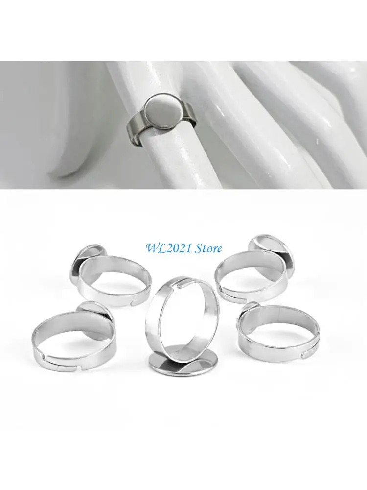 

G5GC 10pcs Sturdy Stainless Steel Adjustable Rings Mounts For Crafting Unique Jewelry
