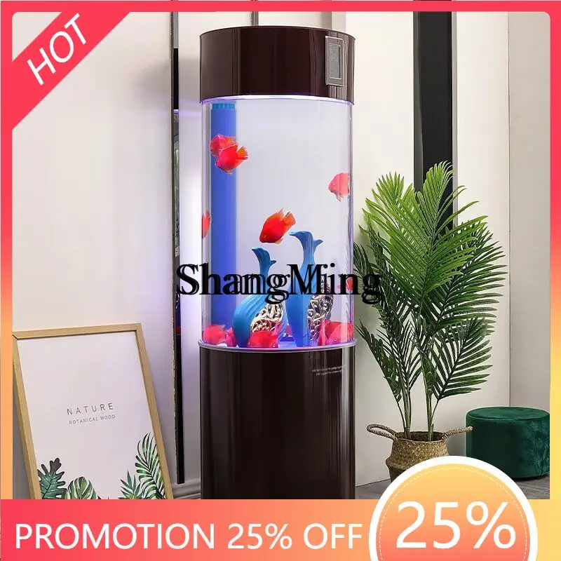 

FG good-looking Cylindrical Fish Tank Vertical Bottom Filter Acrylic Ecological Fish Tank LivingMedium Smart Goldfish Tank