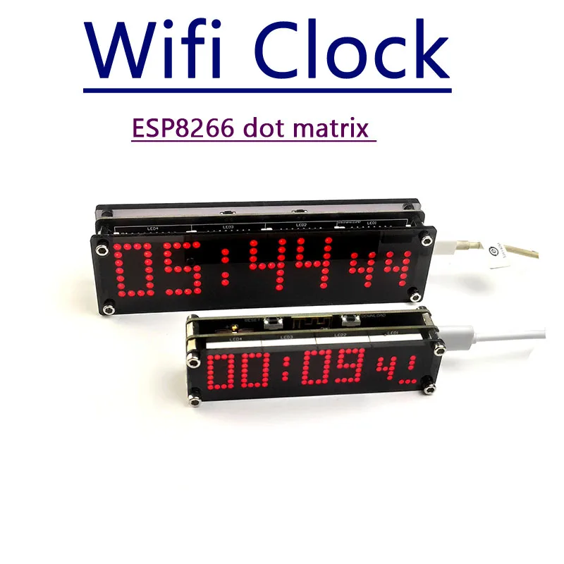 Rede Wifi Relógio Temporizador com Display Digital Relógio Matrix Ponto Vermelho Azul Verde Tempo Branco Esp8266