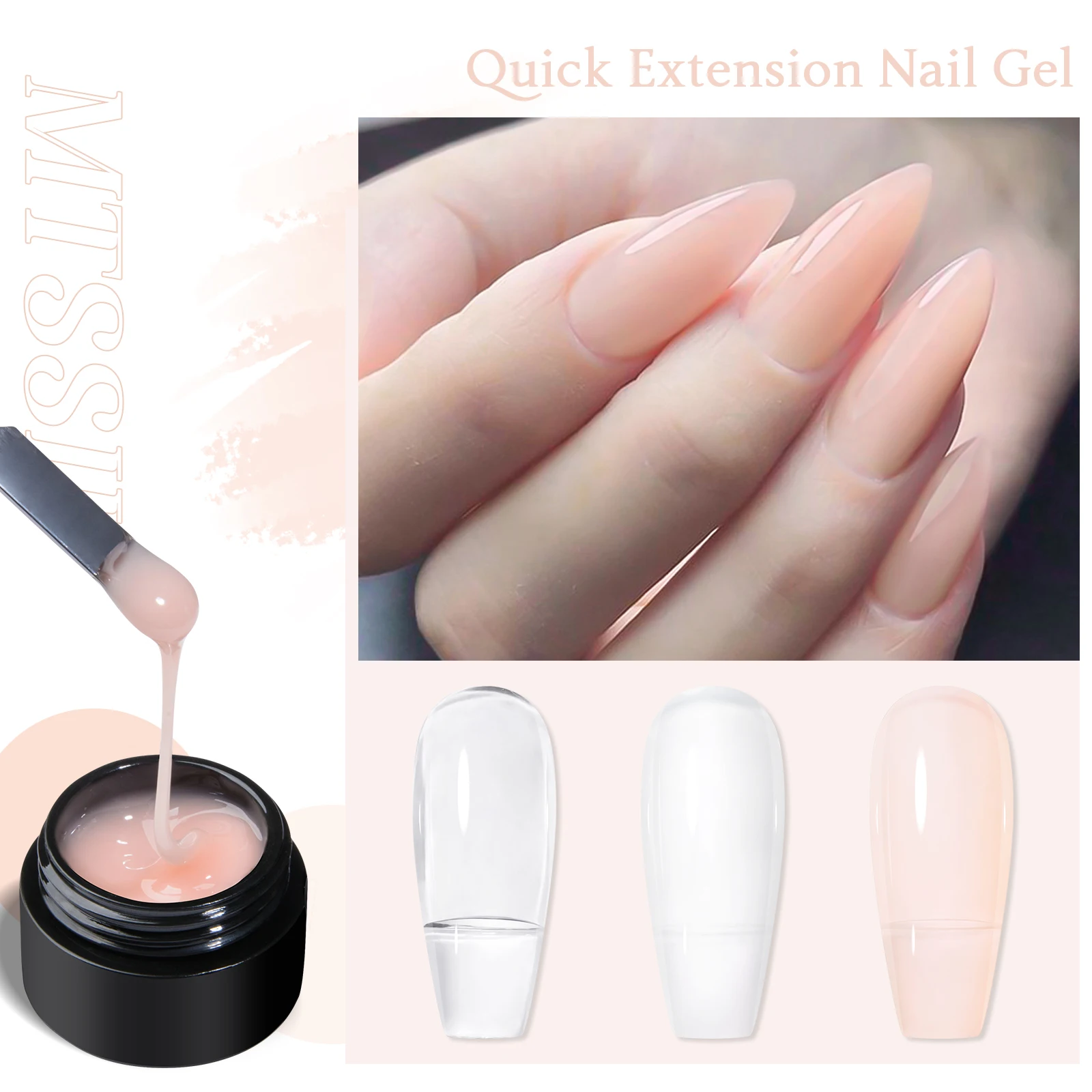 8 قطع/مجموعة جل أظافر سريع البناء مع معطف علوي وأدوات أظافر، أبيض حليبي شفاف، سهل تمديد الأظافر، فيرنيس LED بالأشعة فوق البنفسجية #5