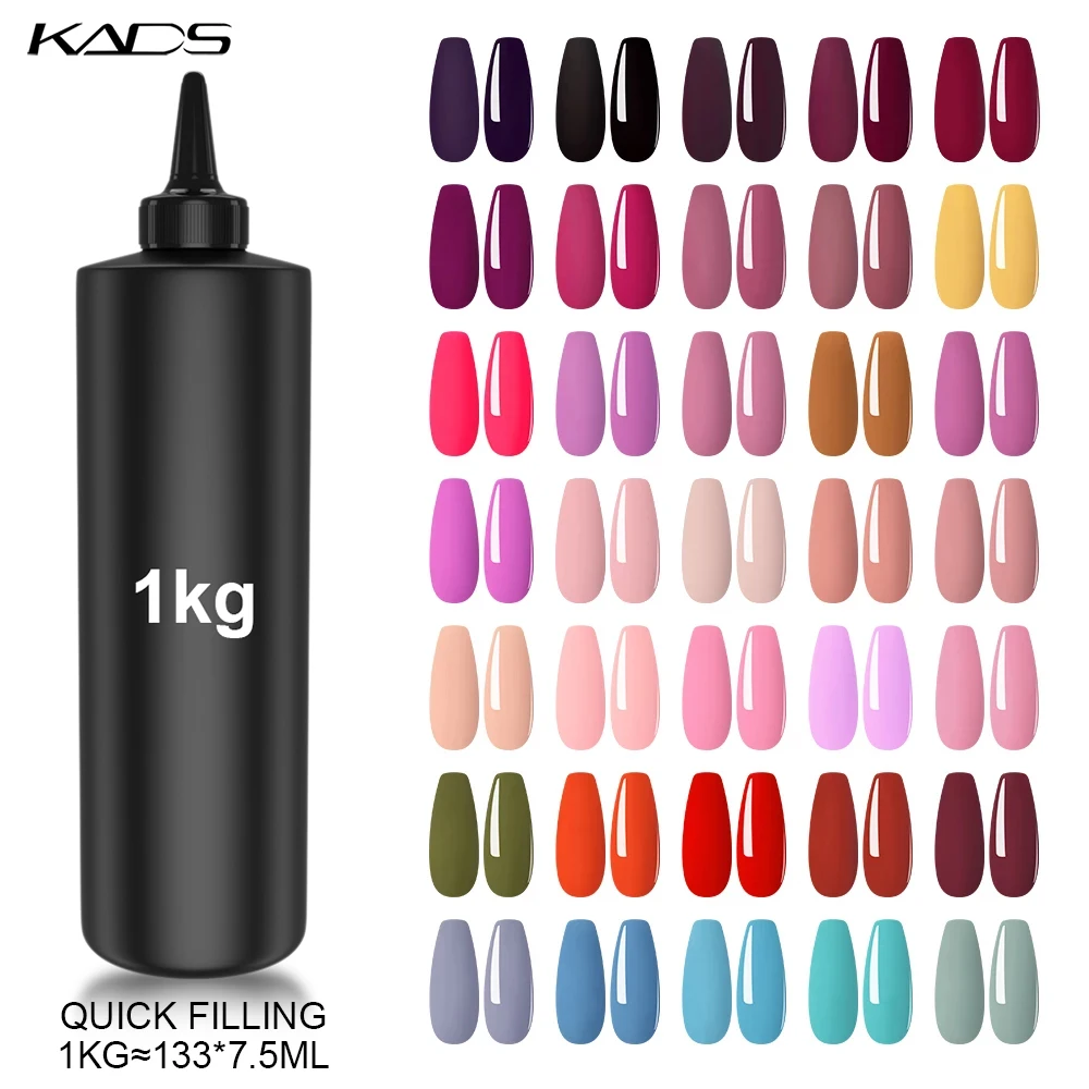 

KADS 1kg Gel Nails Polish Refill Package Soak Off UV LED Top Coat Base Matt Tempered Top Coat OEM ODM Bulk Wholesale Lacquer