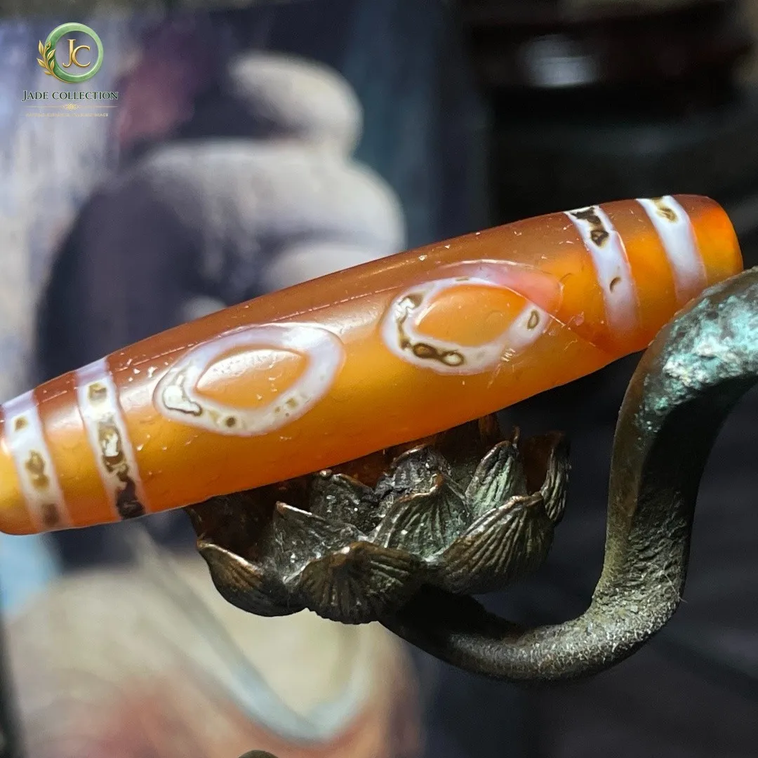 Tibetan Nepalese Himalayan Bead Ancient agate Old Dzi Talisman 3 eye Bead Amulet