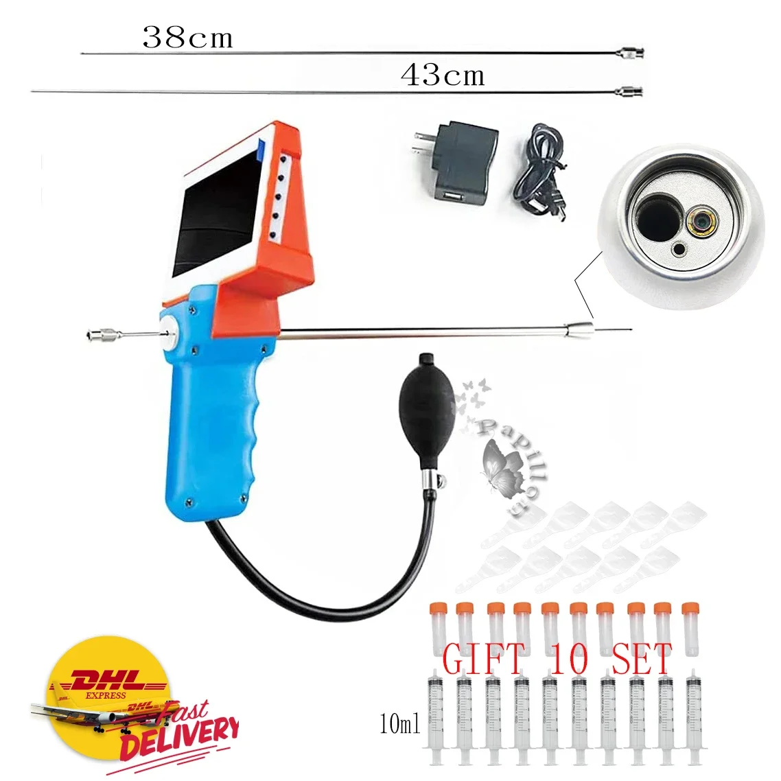 Cane inseminazione artificiale pistola AI dispositivo di allevamento cane endoscopio visivo sperma strumenti di gravidanza artificiale Kit di