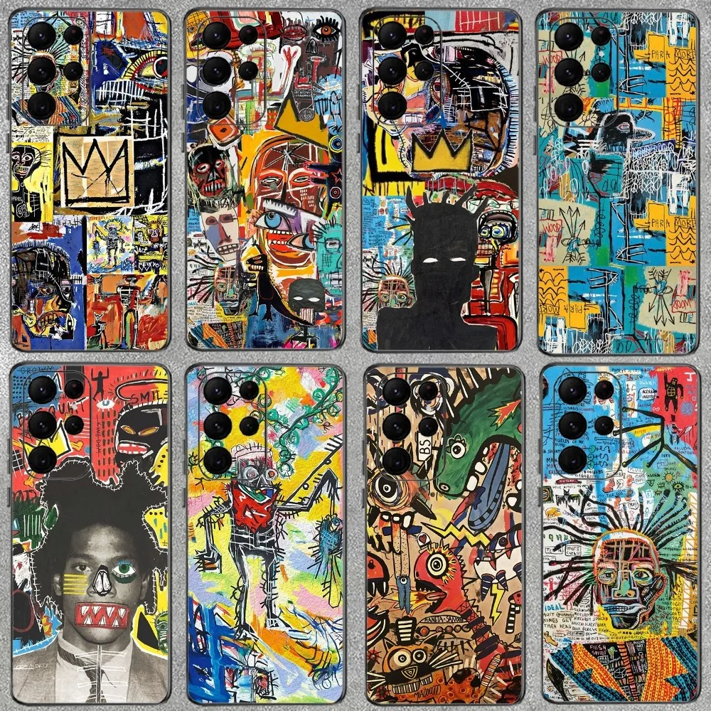 Abstract J-Jean-Michel Art Phone Case For Samsung Galaxy A52 A12 A51 S21 Edge S22ULTRA S23 S20LITE Plus ultra Black Cover