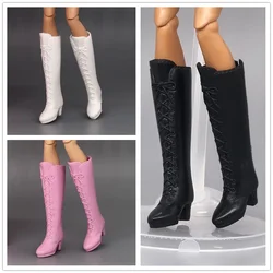 3 Colors High Heeled Long Boots Jackboots Shoes / Black white pink Boots Doll Accessories For 1/6 BB Kurhn FR xinyi Doll