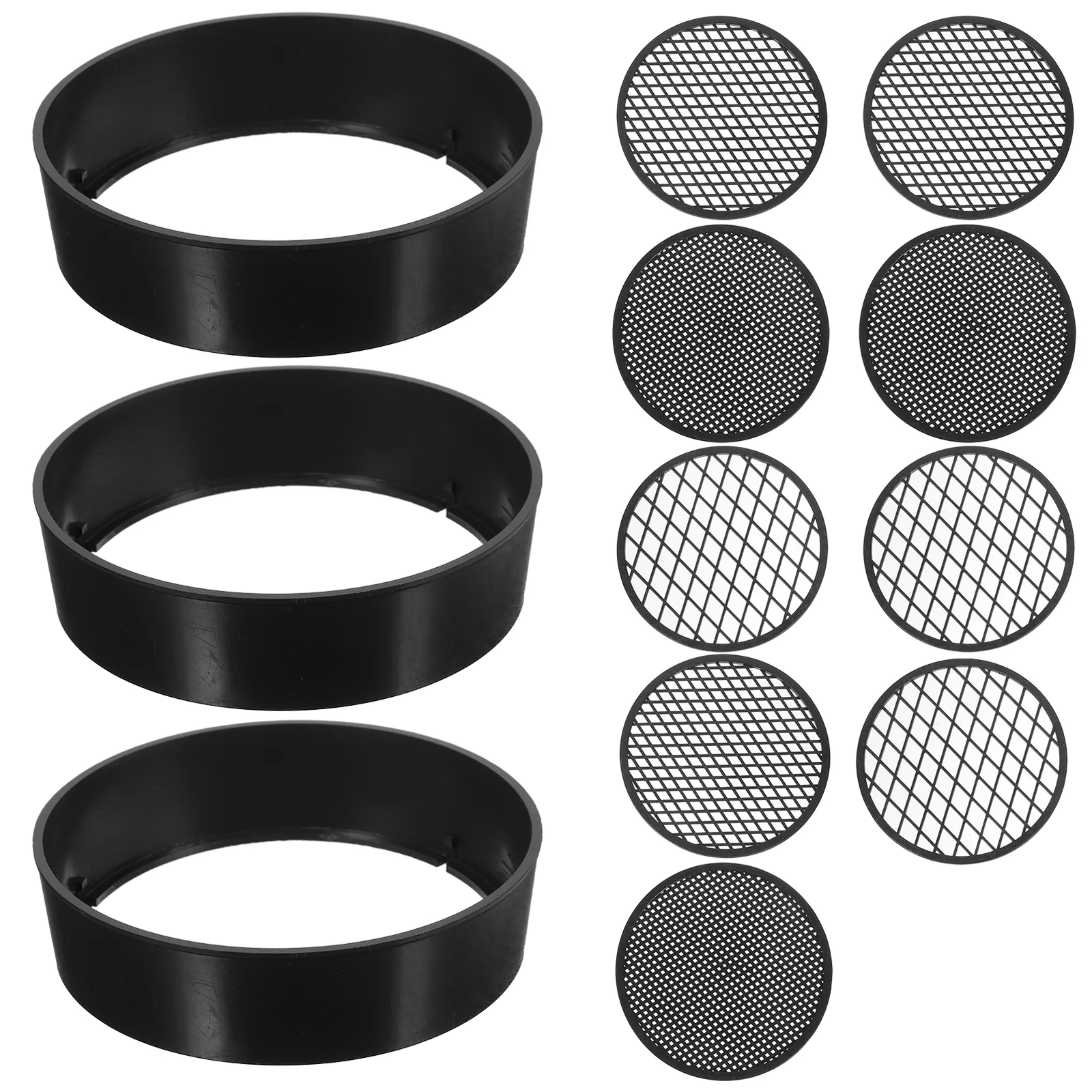 12Pcs Soil Sieve Set Gardening Sifter Plastic Handheld Screen Tool Reusable Lightweight Black For Sand Stone Sifting Pan