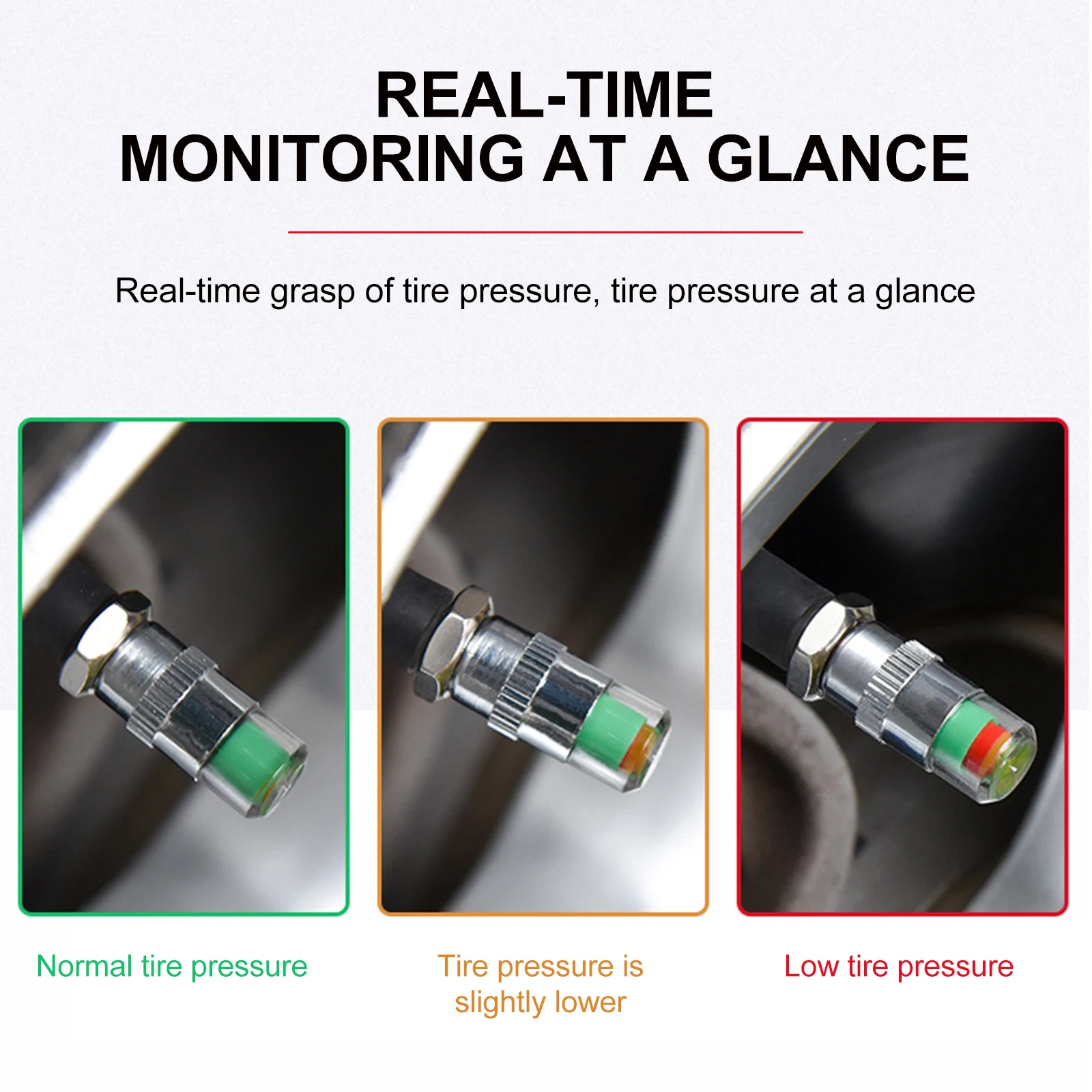 

4 Tire Pressure Monitor Caps High Quality Metal PC Material Car Sensor 3 Anti Theft Easy Use Durable Practical Gas