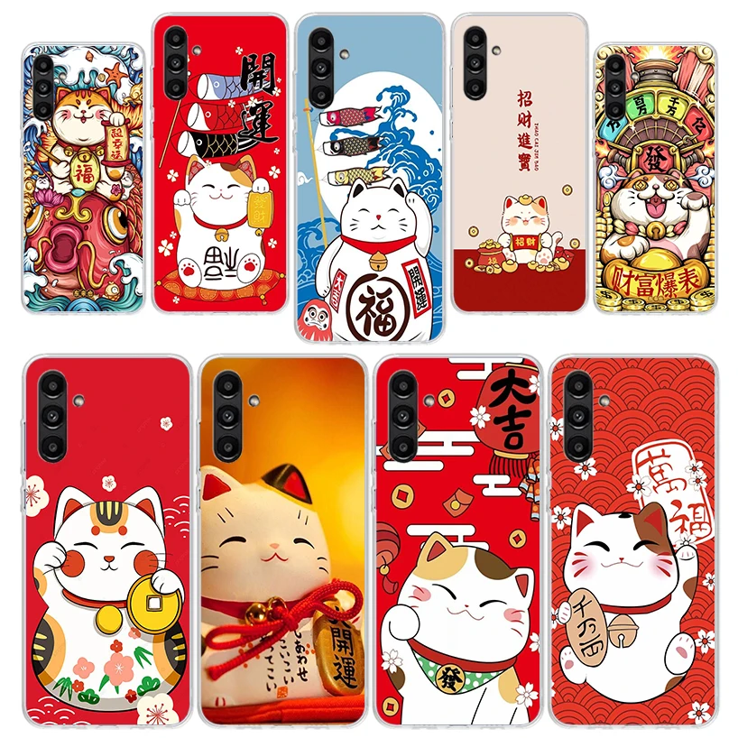 Японский чехол Lucky Cat Maneki Neko для телефона Samsung Galaxy A16 A15 A14 A13 A12 A55 A54 A53 A52 A35 A34 A33 A32 A25 A24 A