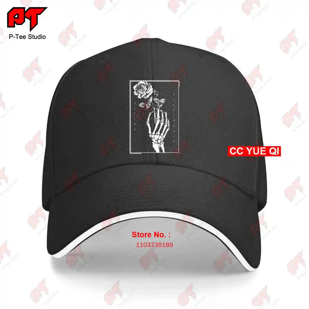 Asking Alexandria Skeleton Rose Baseball Caps Truck Cap 9K3X