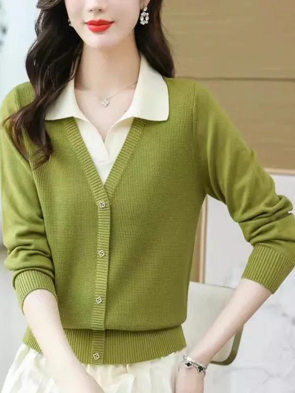 Wyprzedaż Outletowa Specjalna Damska Dzianina Wełniana Ne Base Irt Imitacja Dwuczęściowej Sukienki Długi Rękaw Regularny Krój Faion