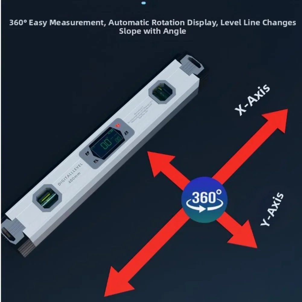 150/400MM Digital Level with for Slope Angle Detection  Dual Axis Touch Display Magnetized V-Groove Base Vertical & Horizontal